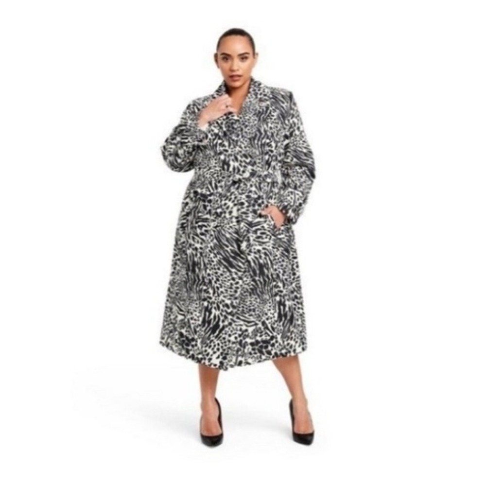 Sergio Hudson x Target Trench Coat Size 1X Animal Print Belted NWT